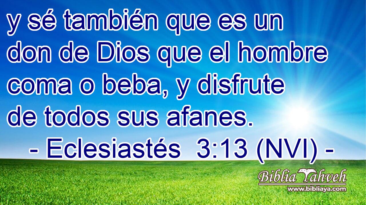  y sé también que es un don de Dios que el hombre coma o beba, y disfrute de todos sus afanes. 