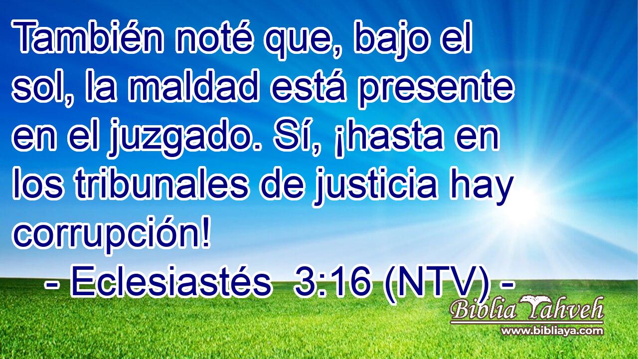 También noté que, bajo el sol, la maldad está presente en el juzgado. Sí, ¡hasta en los tribunales de justicia hay corrupción!