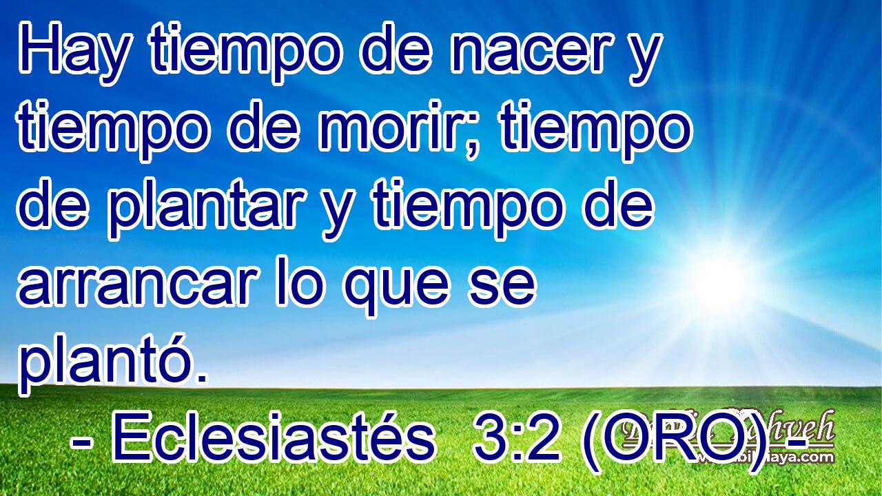  Hay tiempo de nacer y tiempo de morir; tiempo de plantar y tiempo de arrancar lo que se plantó. 