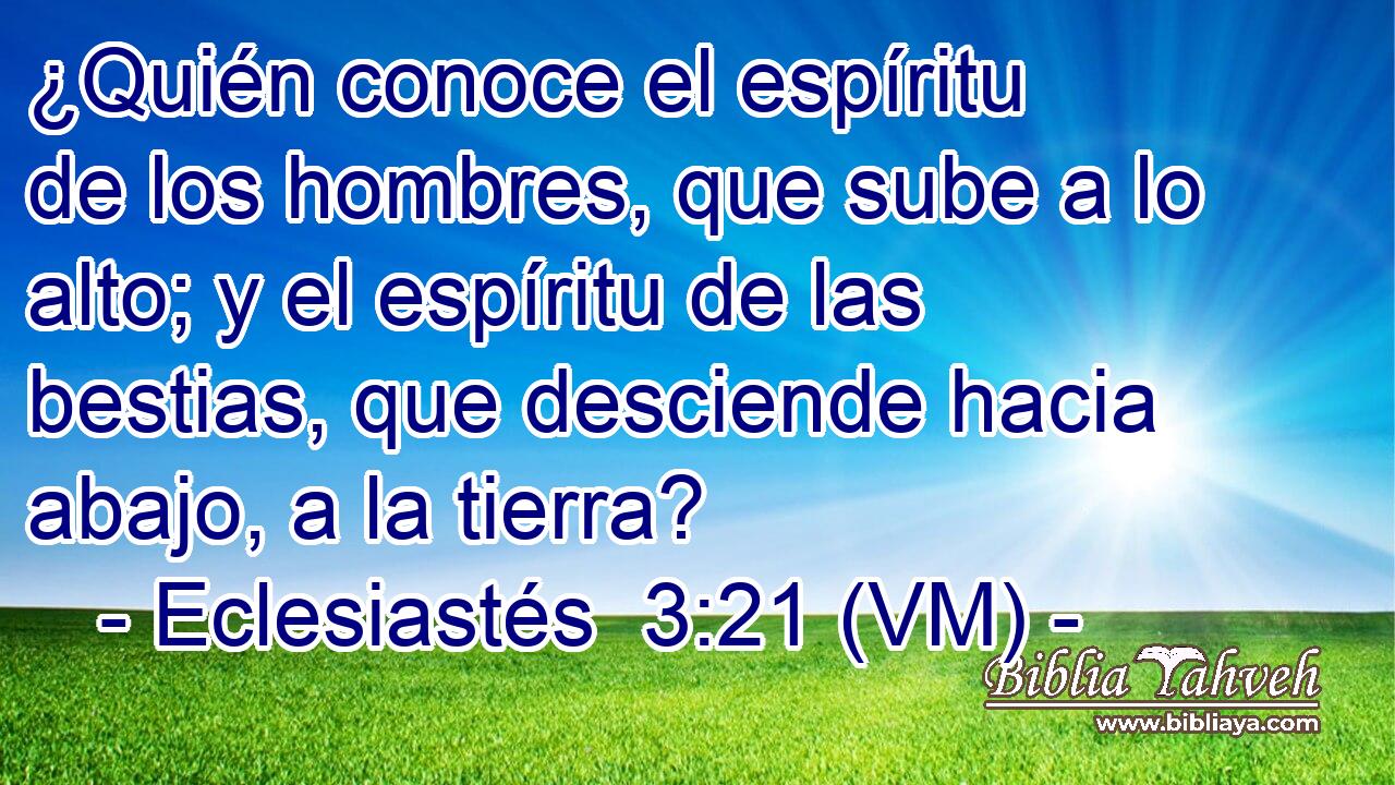  ¿Quién conoce el espíritu de los hombres, que sube a lo alto; y el espíritu de las bestias, que desciende hacia abajo, a la tierra? 