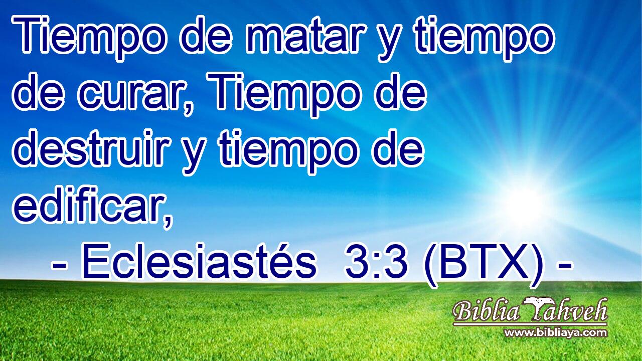 Tiempo de matar y tiempo de curar, Tiempo de destruir y tiempo de edificar,