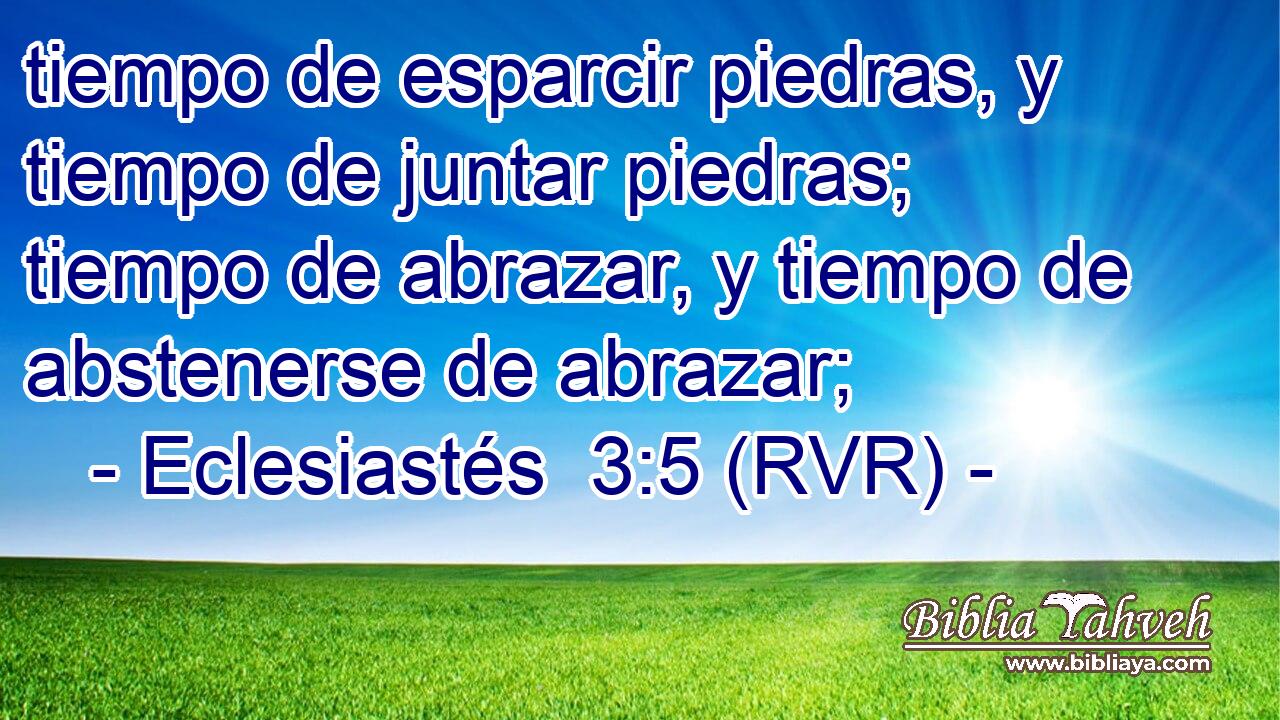 tiempo de esparcir piedras, y tiempo de juntar piedras; tiempo de abrazar, y tiempo de abstenerse de abrazar;