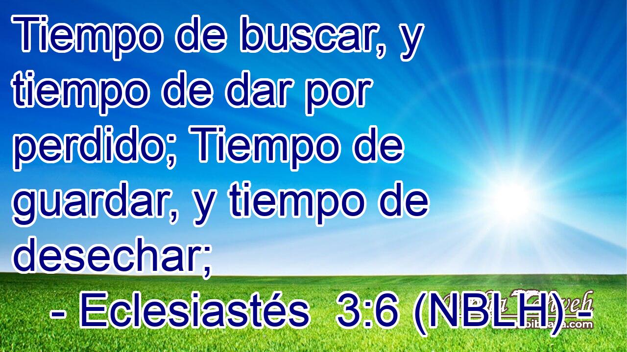 Tiempo de buscar, y tiempo de dar por perdido; Tiempo de guardar, y tiempo de desechar; 