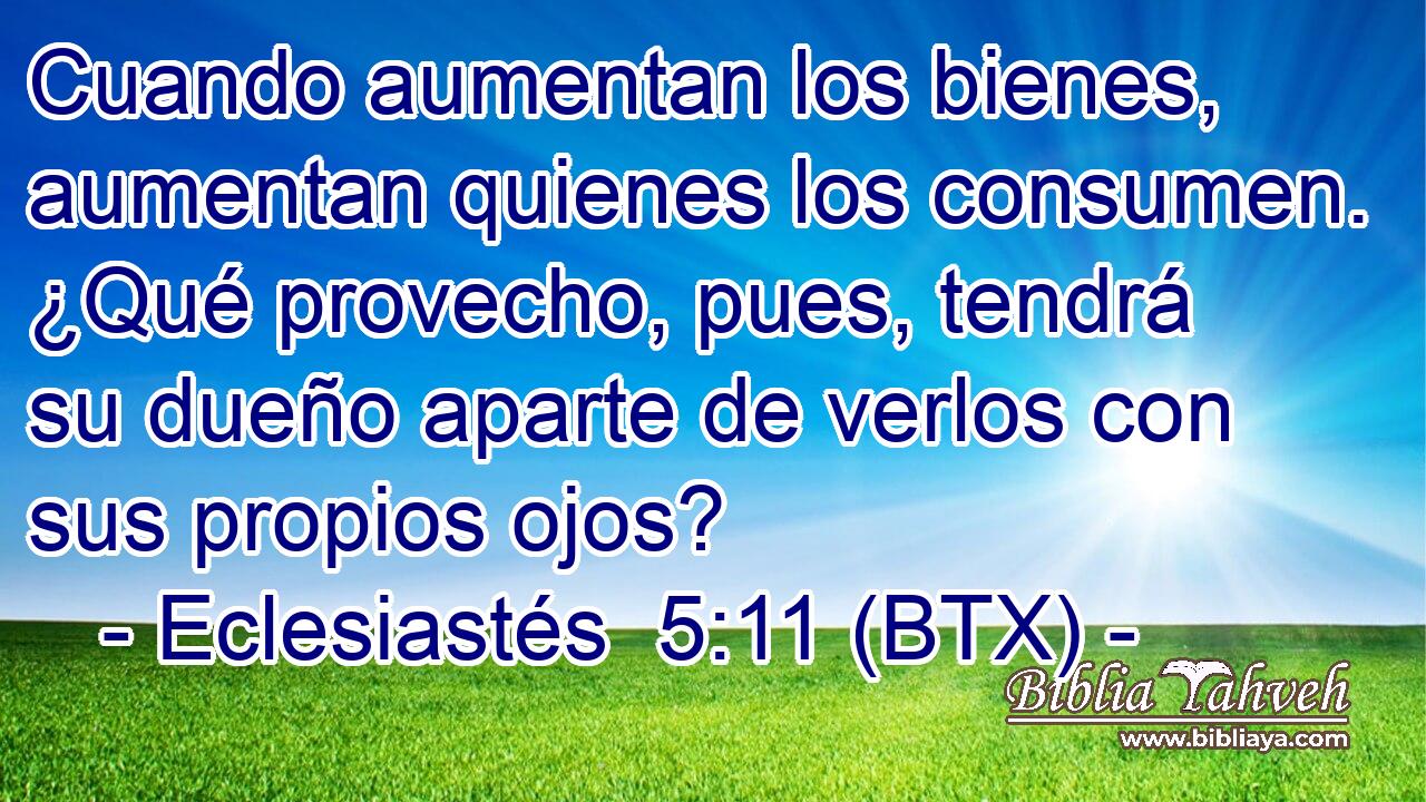 Cuando aumentan los bienes, aumentan quienes los consumen. ¿Qué provecho, pues, tendrá su dueño aparte de verlos con sus propios ojos?