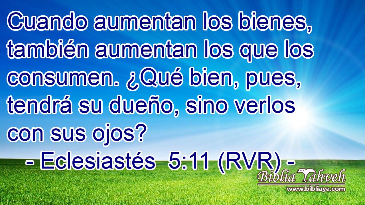 Cuando aumentan los bienes, también aumentan los que los consumen. ¿Qué bien, pues, tendrá su dueño, sino verlos con sus ojos?