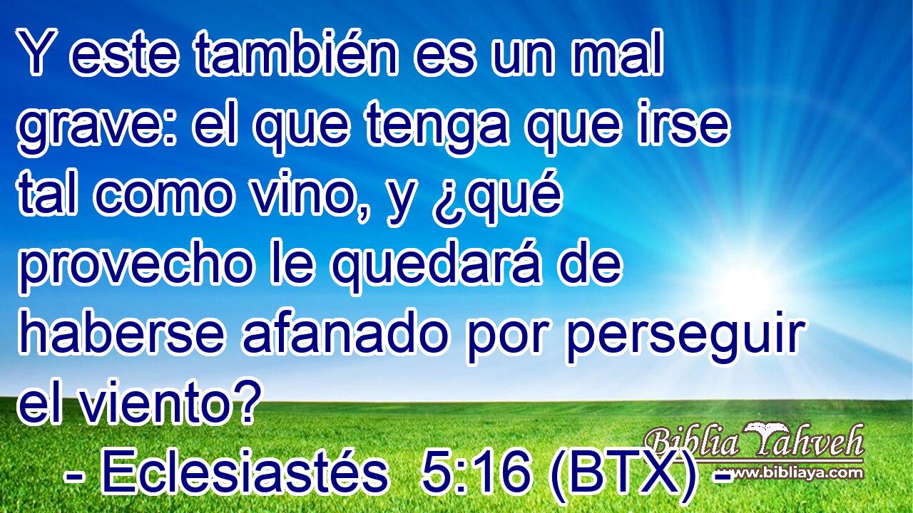 Y este también es un mal grave: el que tenga que irse tal como vino, y ¿qué provecho le quedará de haberse afanado por perseguir el viento?