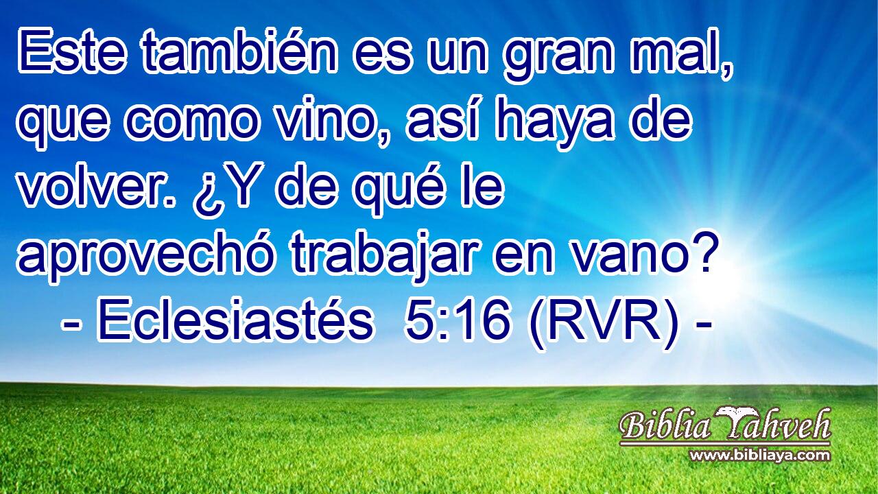 Este también es un gran mal, que como vino, así haya de volver. ¿Y de qué le aprovechó trabajar en vano?