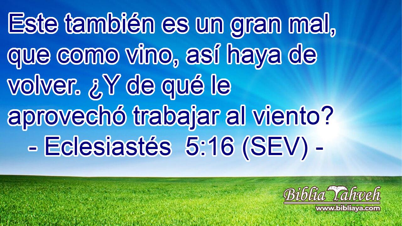 Este también es un gran mal, que como vino, así haya de volver. ¿Y de qué le aprovechó trabajar al viento?