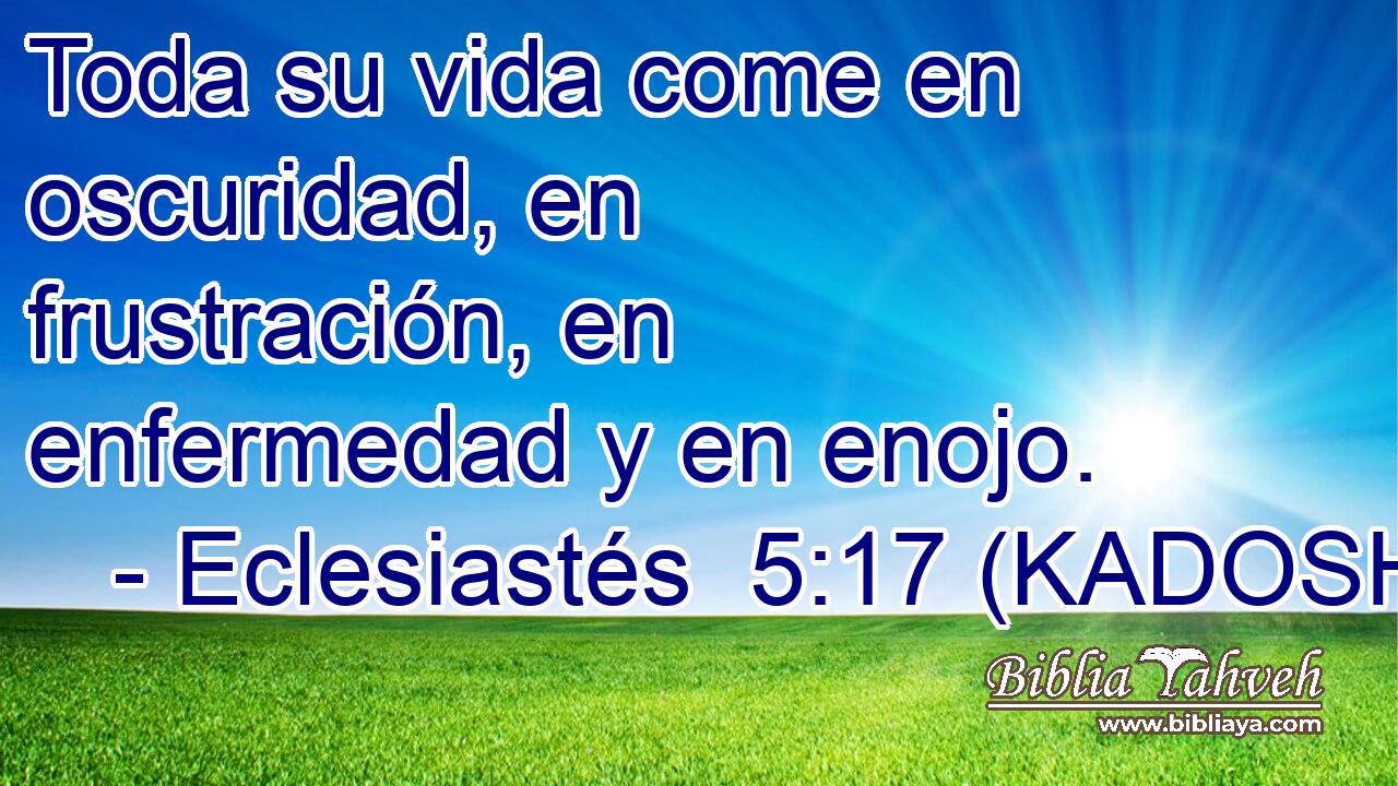  Toda su vida come en oscuridad, en frustración, en enfermedad y en enojo. 