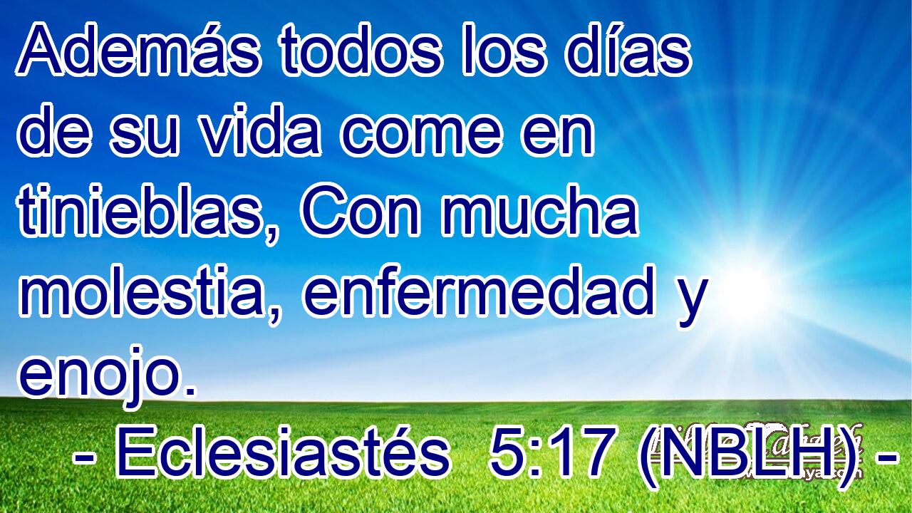  Además todos los días de su vida come en tinieblas, Con mucha molestia, enfermedad y enojo. 