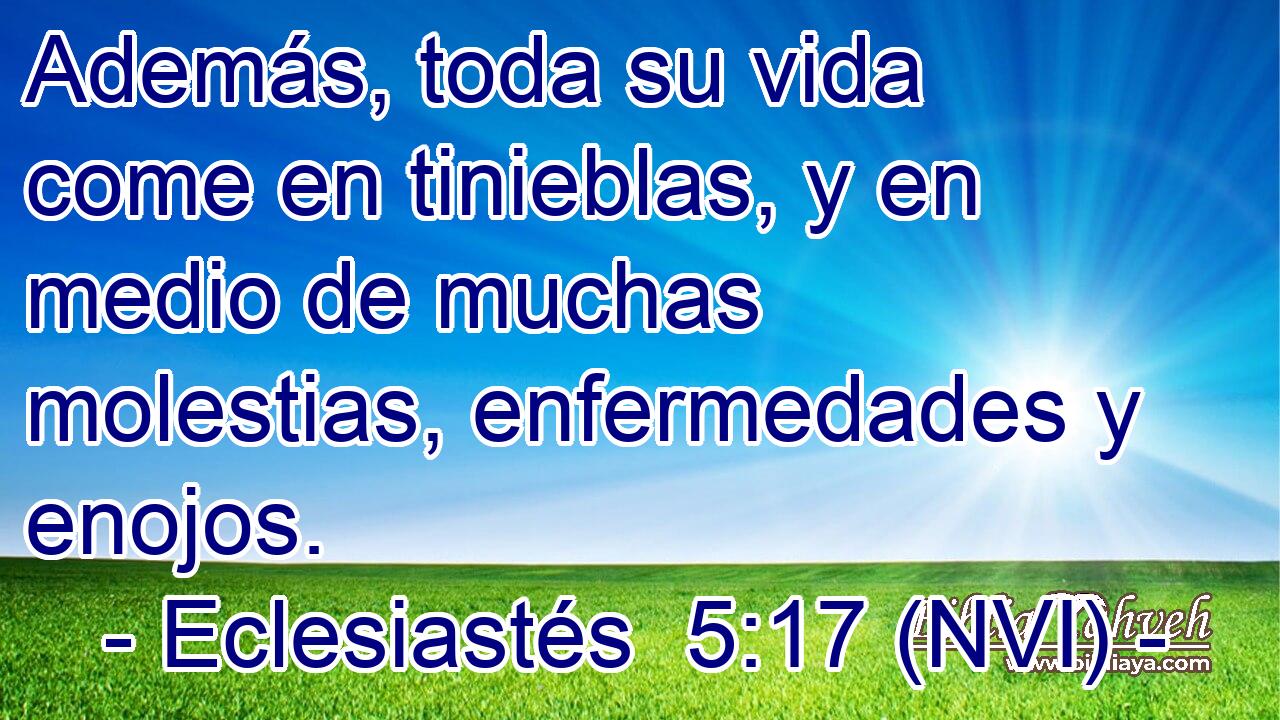  Además, toda su vida come en tinieblas, y en medio de muchas molestias, enfermedades y enojos. 