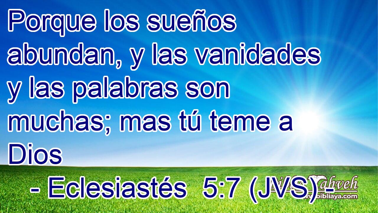 Porque los sueños abundan, y las vanidades y las palabras son muchas; mas tú teme a Dios
