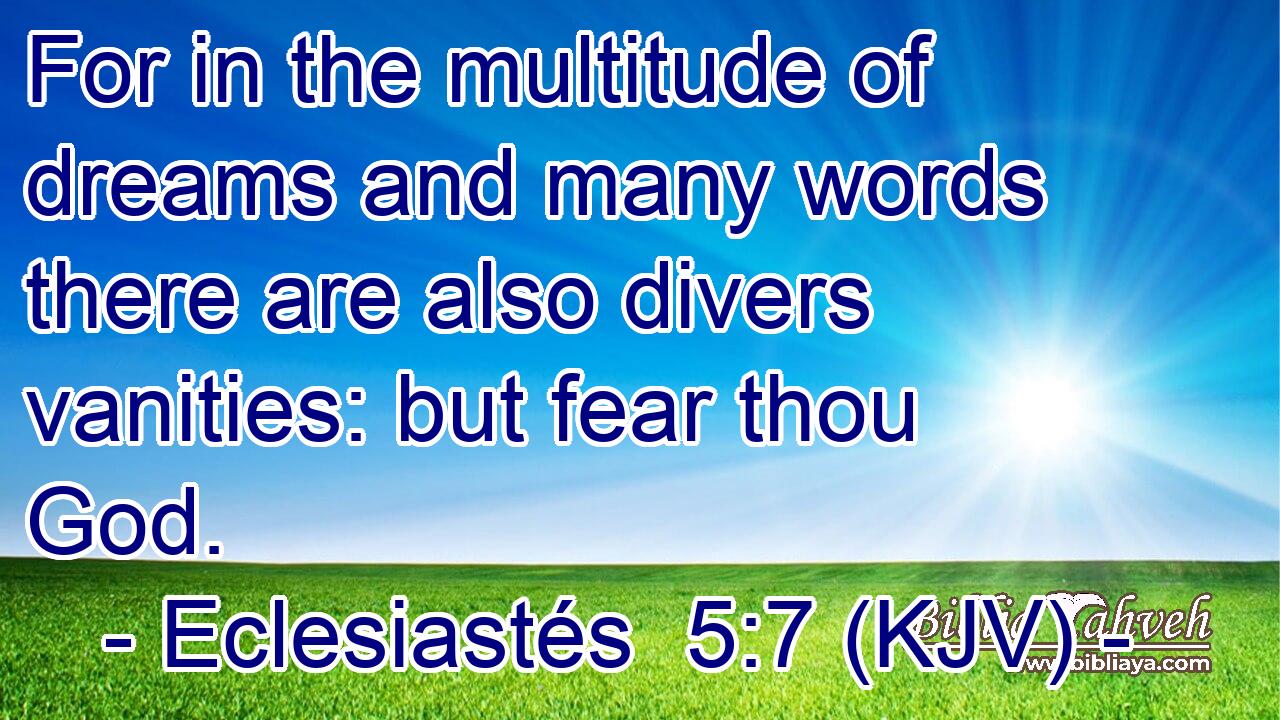 For in the multitude of dreams and many words there are also divers vanities: but fear thou God.
