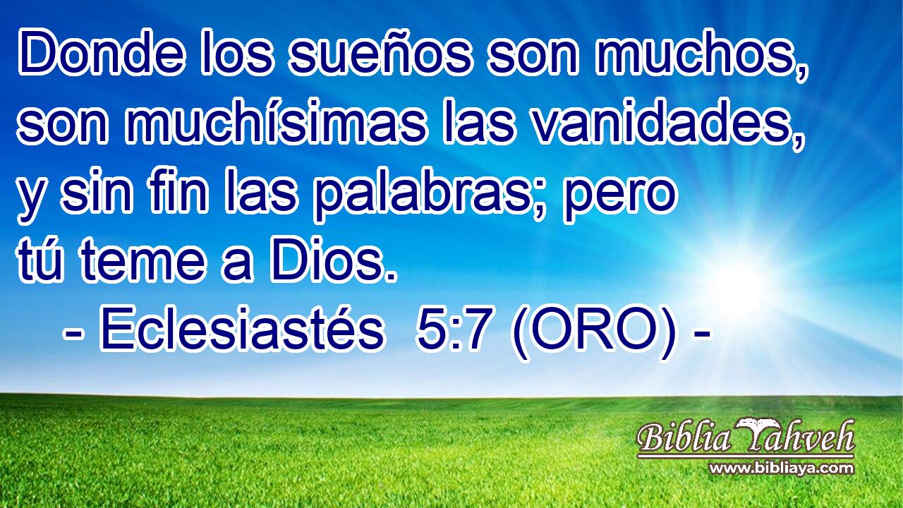  Donde los sueños son muchos, son muchísimas las vanidades, y sin fin las palabras; pero tú teme a Dios. 