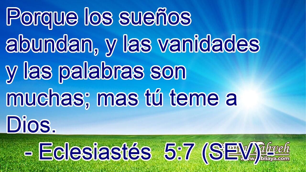 Porque los sueños abundan, y las vanidades y las palabras son muchas; mas tú teme a Dios.