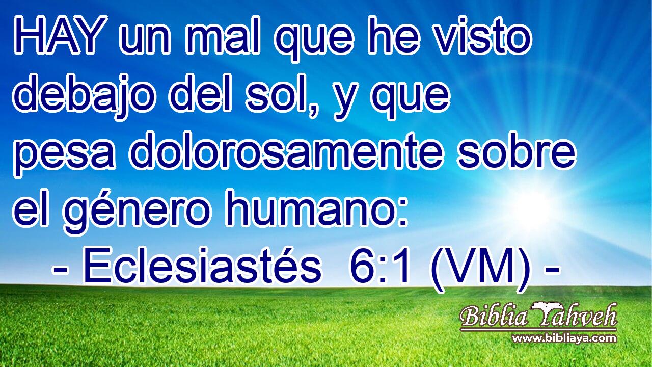  HAY un mal que he visto debajo del sol, y que pesa dolorosamente sobre el género humano: 