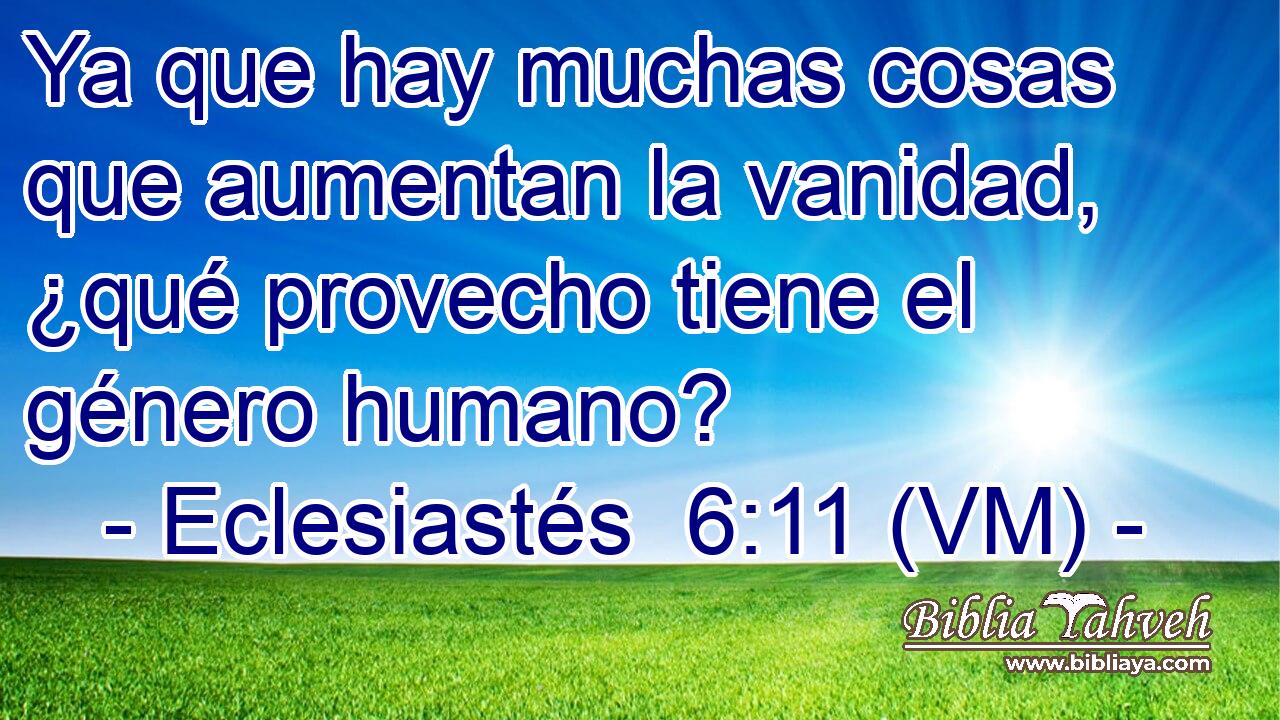  Ya que hay muchas cosas que aumentan la vanidad, ¿qué provecho tiene el género humano? 
