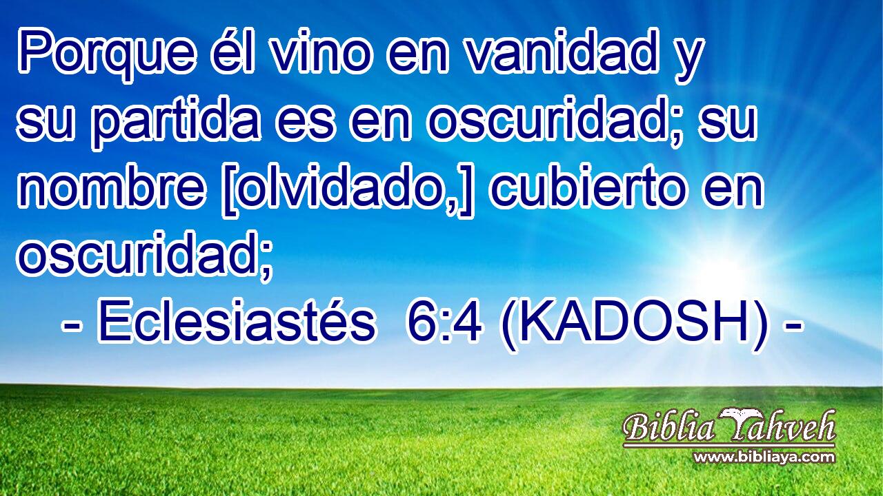  Porque él vino en vanidad y su partida es en oscuridad; su nombre [olvidado,] cubierto en oscuridad; 