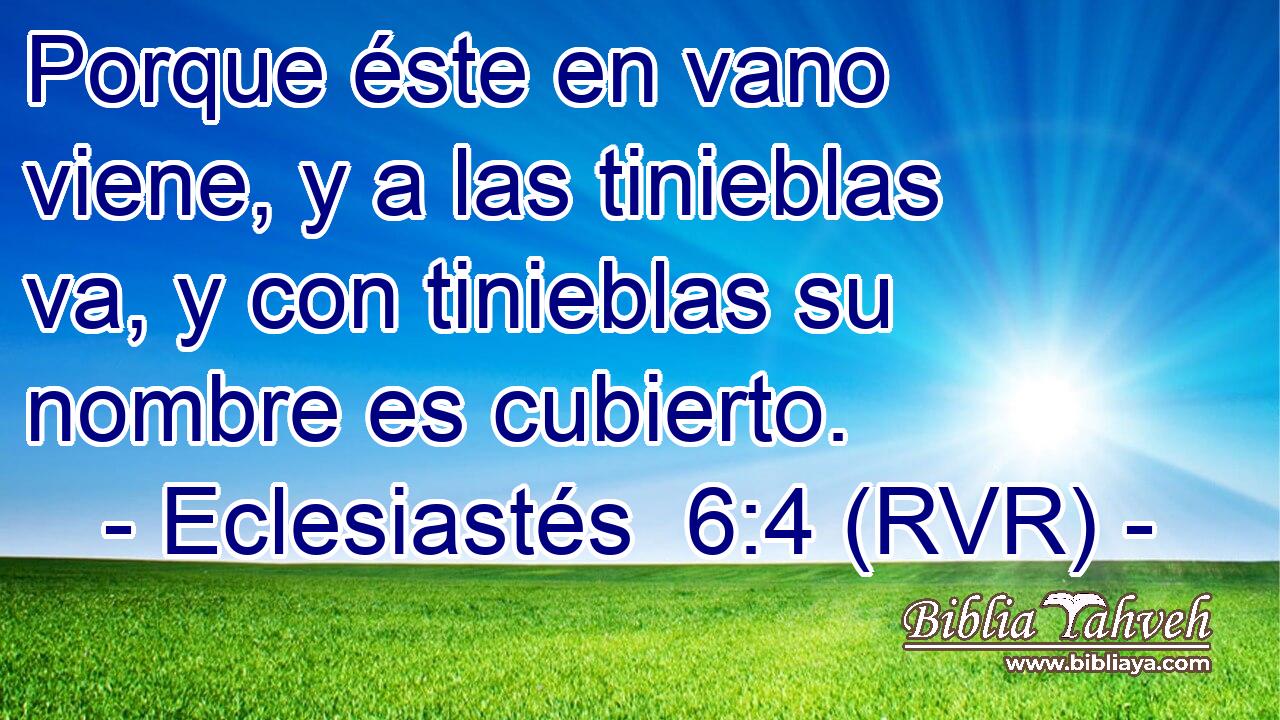 Porque éste en vano viene, y a las tinieblas va, y con tinieblas su nombre es cubierto.