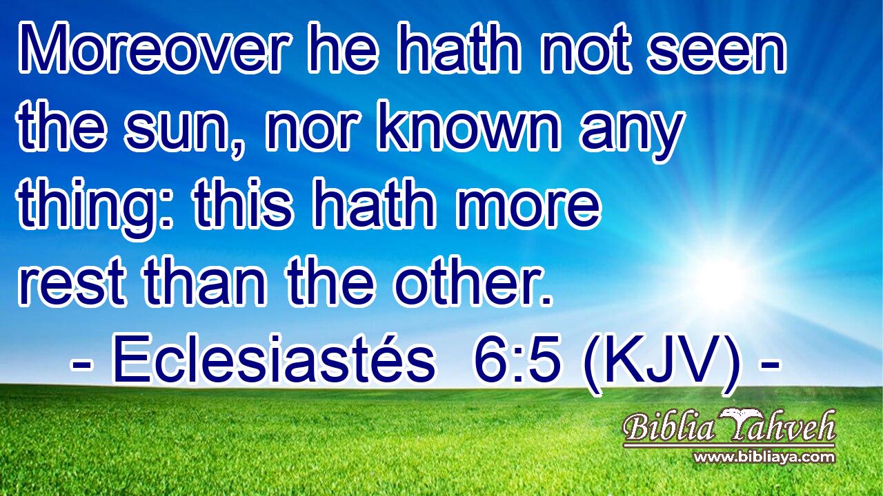 Moreover he hath not seen the sun, nor known any thing: this hath more rest than the other.