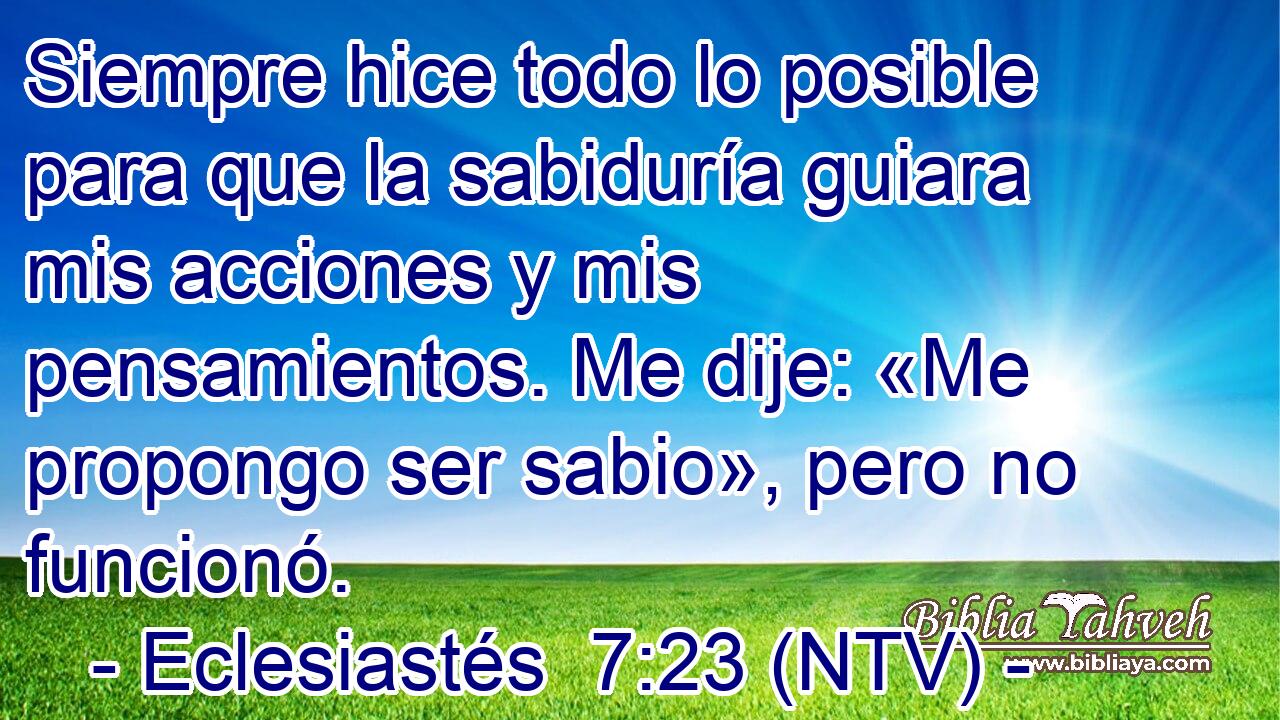 Siempre hice todo lo posible para que la sabiduría guiara mis acciones y mis pensamientos. Me dije: «Me propongo ser sabio», pero no funcionó.