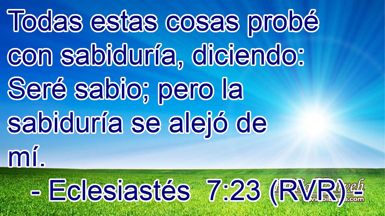 Todas estas cosas probé con sabiduría, diciendo: Seré sabio; pero la sabiduría se alejó de mí.