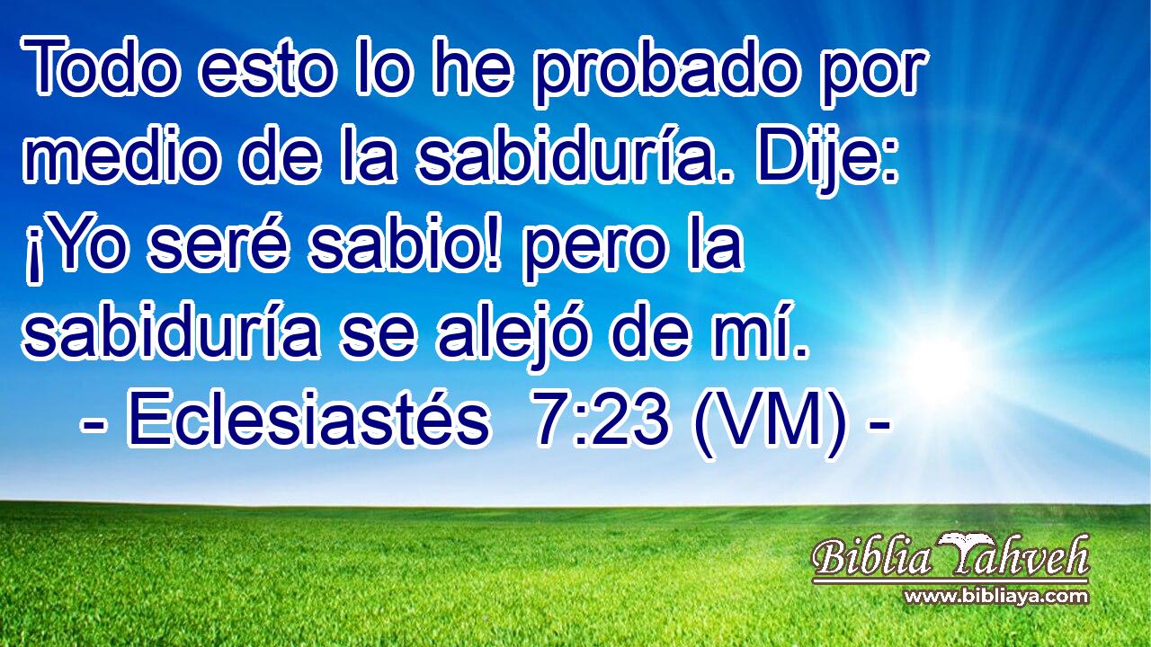  Todo esto lo he probado por medio de la sabiduría. Dije: ¡Yo seré sabio! pero la sabiduría se alejó de mí. 