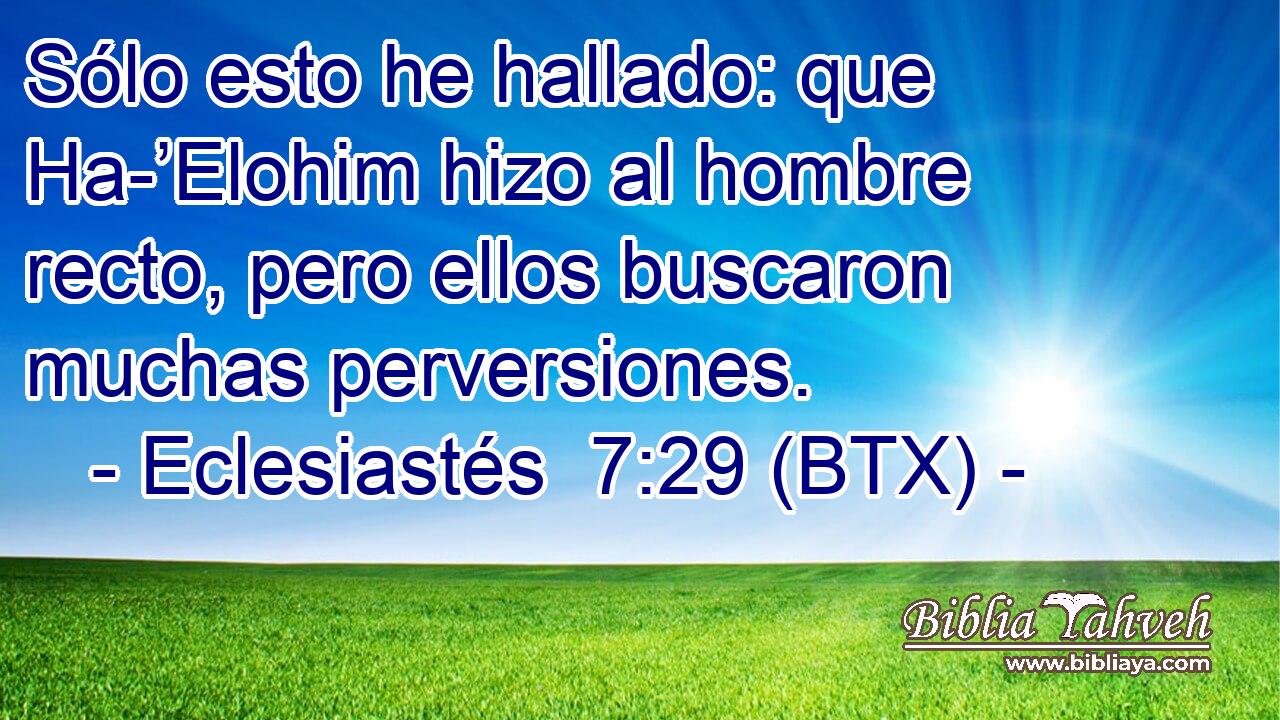 Sólo esto he hallado: que Ha-’Elohim hizo al hombre recto, pero ellos buscaron muchas perversiones.