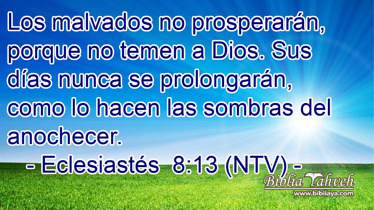 Los malvados no prosperarán, porque no temen a Dios. Sus días nunca se prolongarán, como lo hacen las sombras del anochecer.
