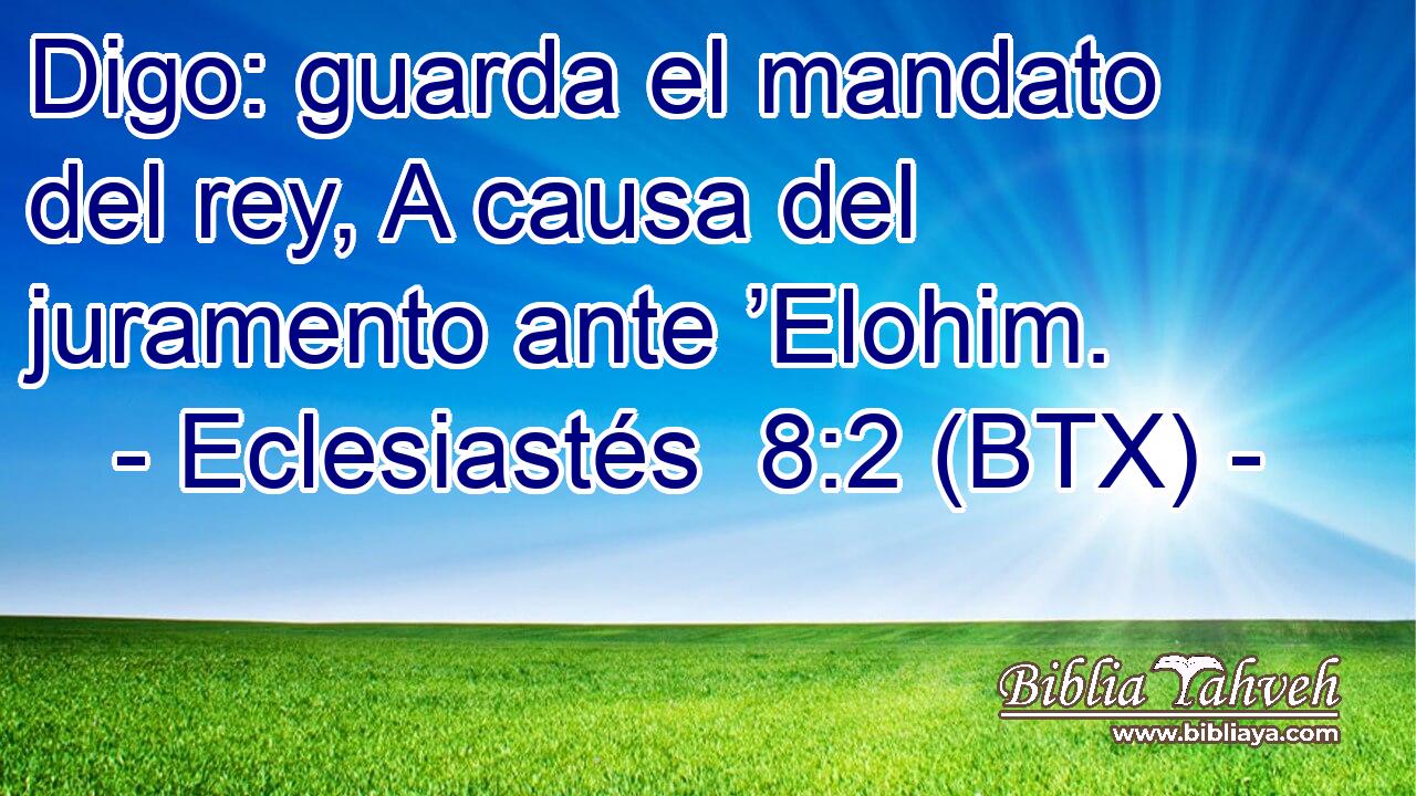 Digo: guarda el mandato del rey, A causa del juramento ante ’Elohim.