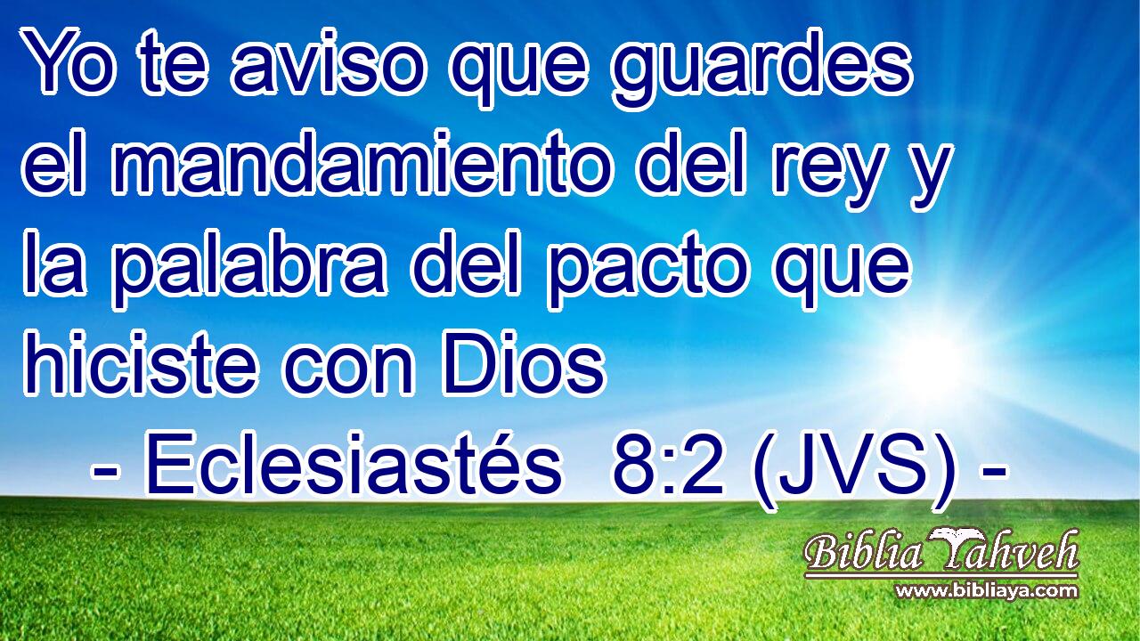 Yo te aviso que guardes el mandamiento del rey y la palabra del pacto que hiciste con Dios