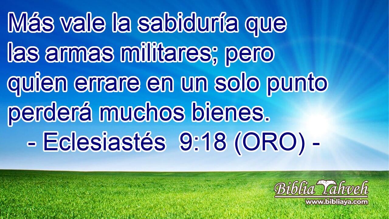  Más vale la sabiduría que las armas militares; pero quien errare en un solo punto perderá muchos bienes. 