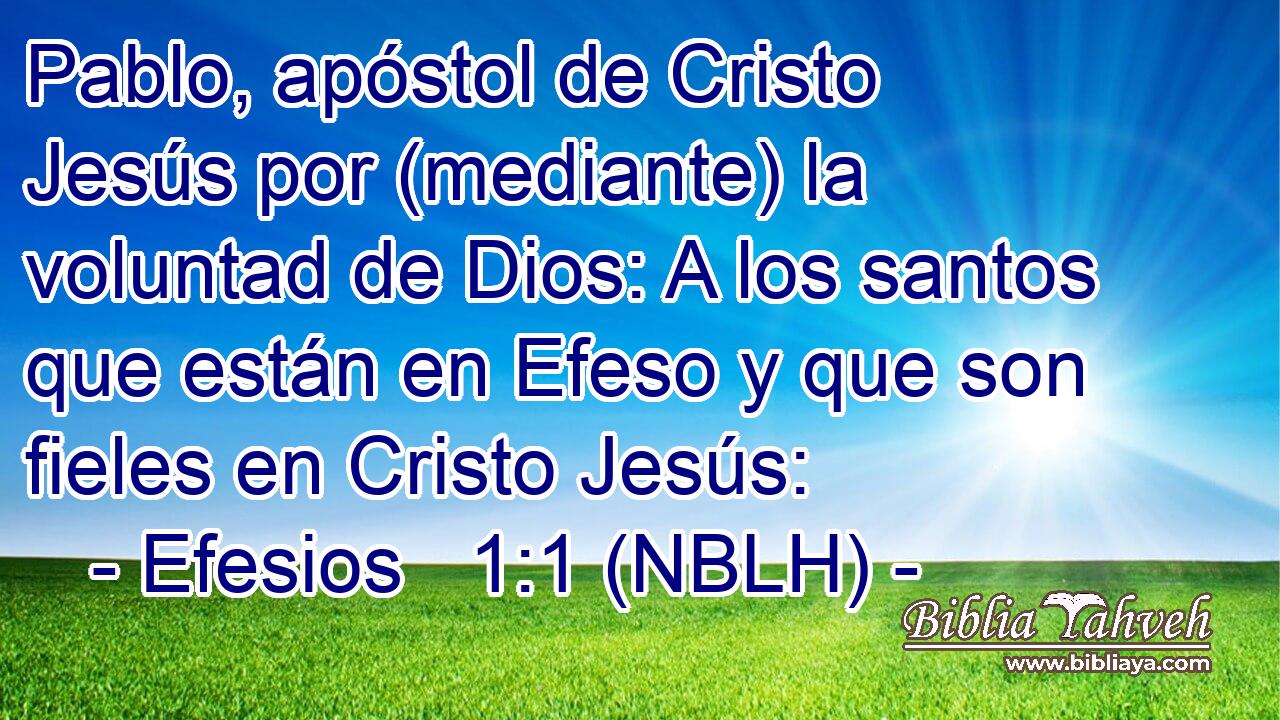  Pablo, apóstol de Cristo Jesús por (mediante) la voluntad de Dios: A los santos que están en Efeso y que son fieles en Cristo Jesús: 