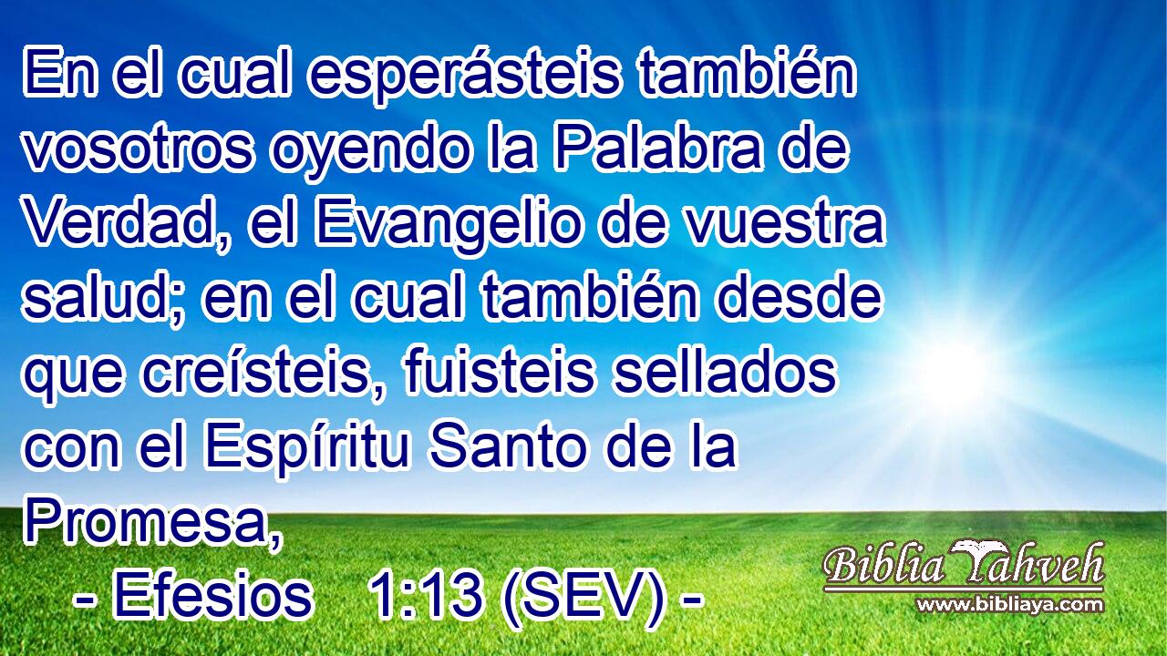 En el cual esperásteis también vosotros oyendo la Palabra de Verdad, el Evangelio de vuestra salud; en el cual también desde que creísteis, fuisteis sellados con el Espíritu Santo de la Promesa,