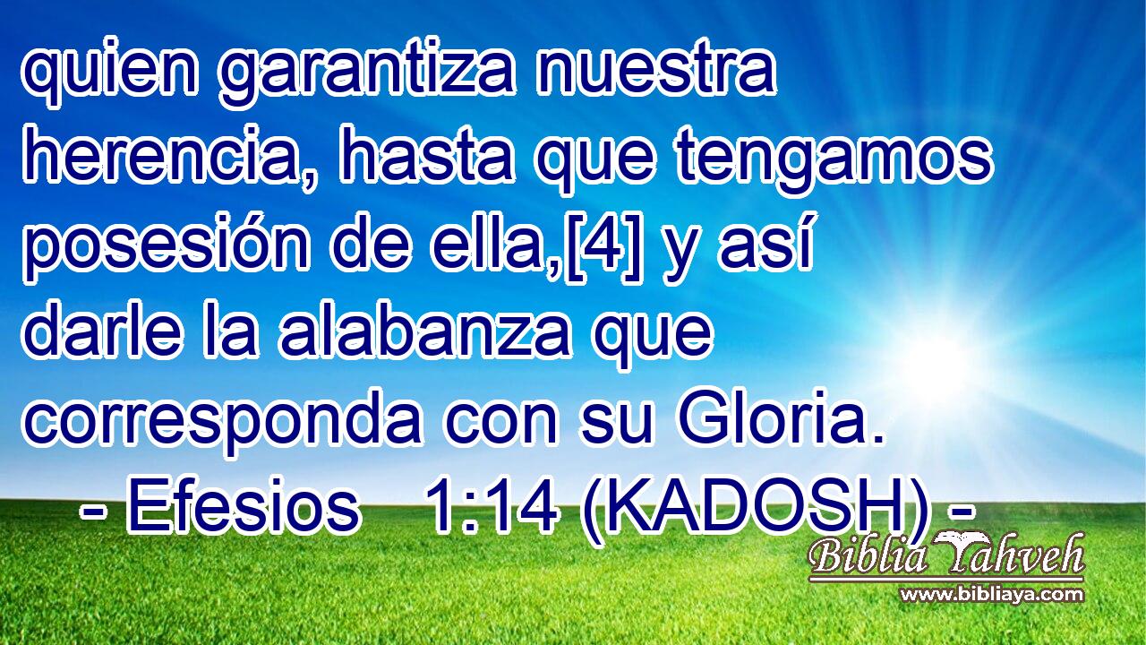  quien garantiza nuestra herencia, hasta que tengamos posesión de ella,[4] y así darle la alabanza que corresponda con su Gloria. 