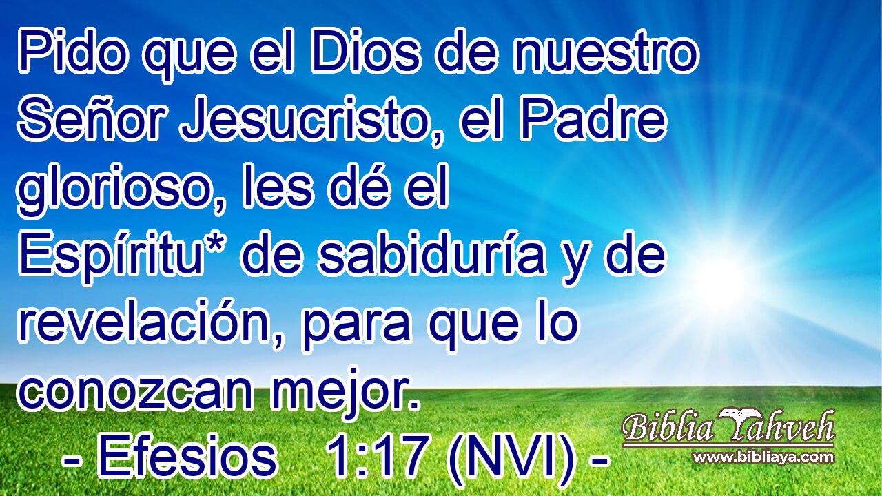  Pido que el Dios de nuestro Señor Jesucristo, el Padre glorioso, les dé el Espíritu* de sabiduría y de revelación, para que lo conozcan mejor. 