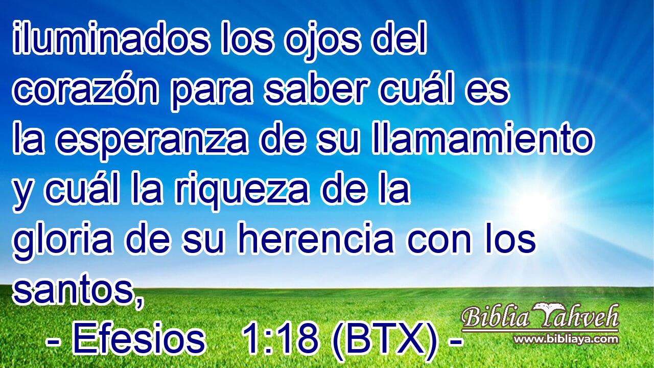 iluminados los ojos del corazón para saber cuál es la esperanza de su llamamiento y cuál la riqueza de la gloria de su herencia con los santos,