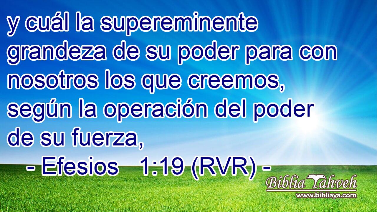 y cuál la supereminente grandeza de su poder para con nosotros los que creemos, según la operación del poder de su fuerza,