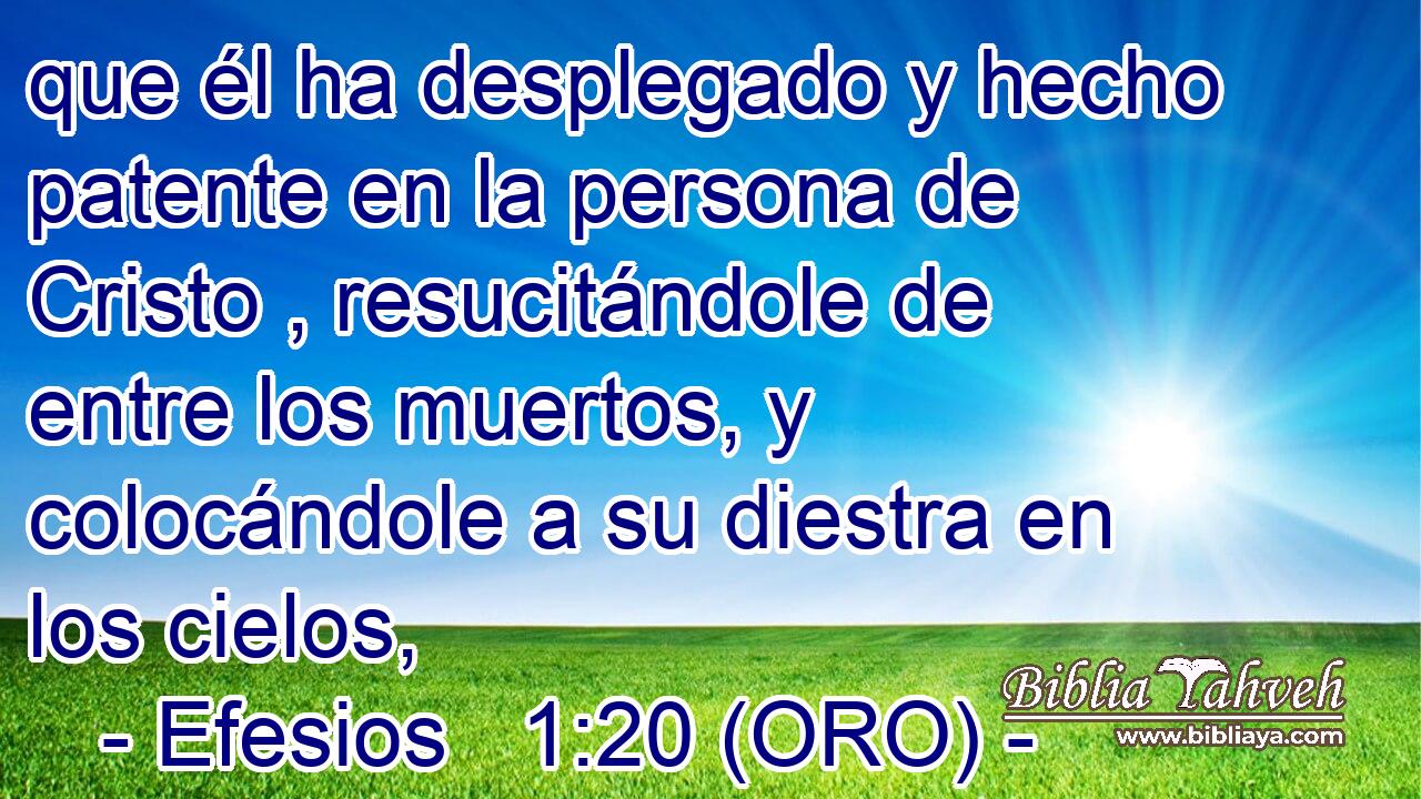  que él ha desplegado y hecho patente en la persona de Cristo , resucitándole de entre los muertos, y colocándole a su diestra en los cielos, 
