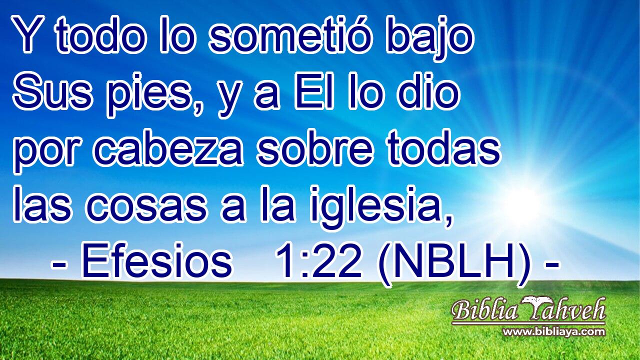  Y todo lo sometió bajo Sus pies, y a El lo dio por cabeza sobre todas las cosas a la iglesia, 