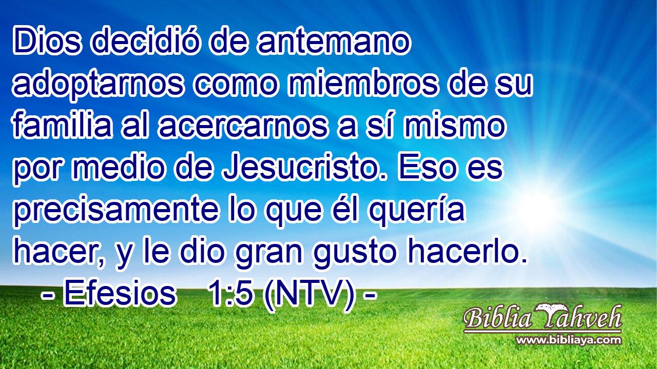 Dios decidió de antemano adoptarnos como miembros de su familia al acercarnos a sí mismo por medio de Jesucristo. Eso es precisamente lo que él quería hacer, y le dio gran gusto hacerlo.
