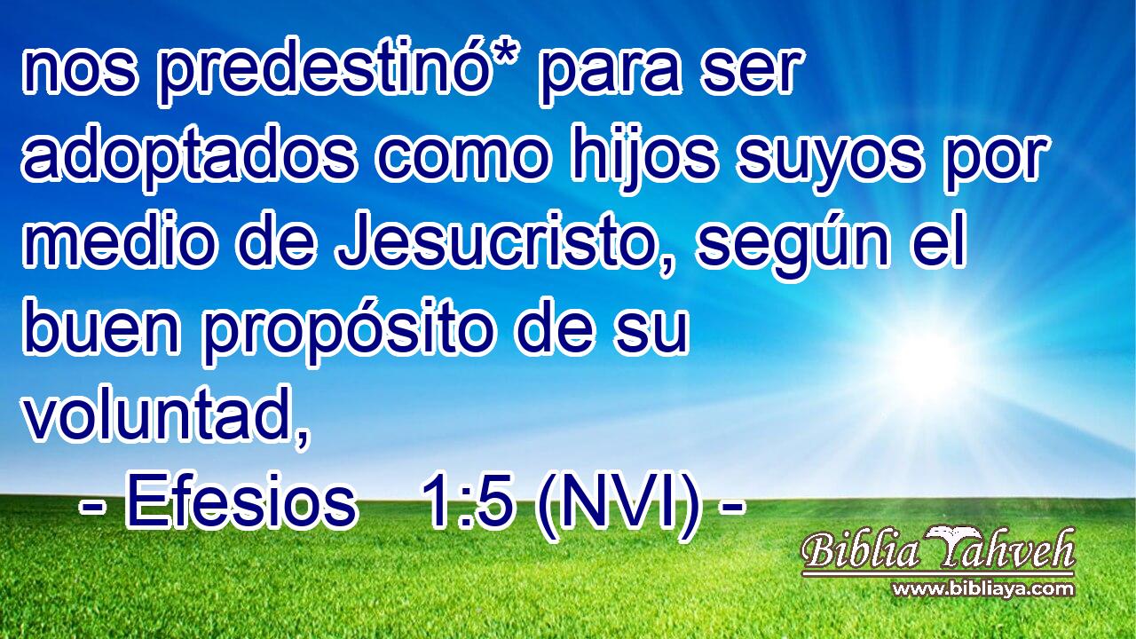  nos predestinó* para ser adoptados como hijos suyos por medio de Jesucristo, según el buen propósito de su voluntad, 