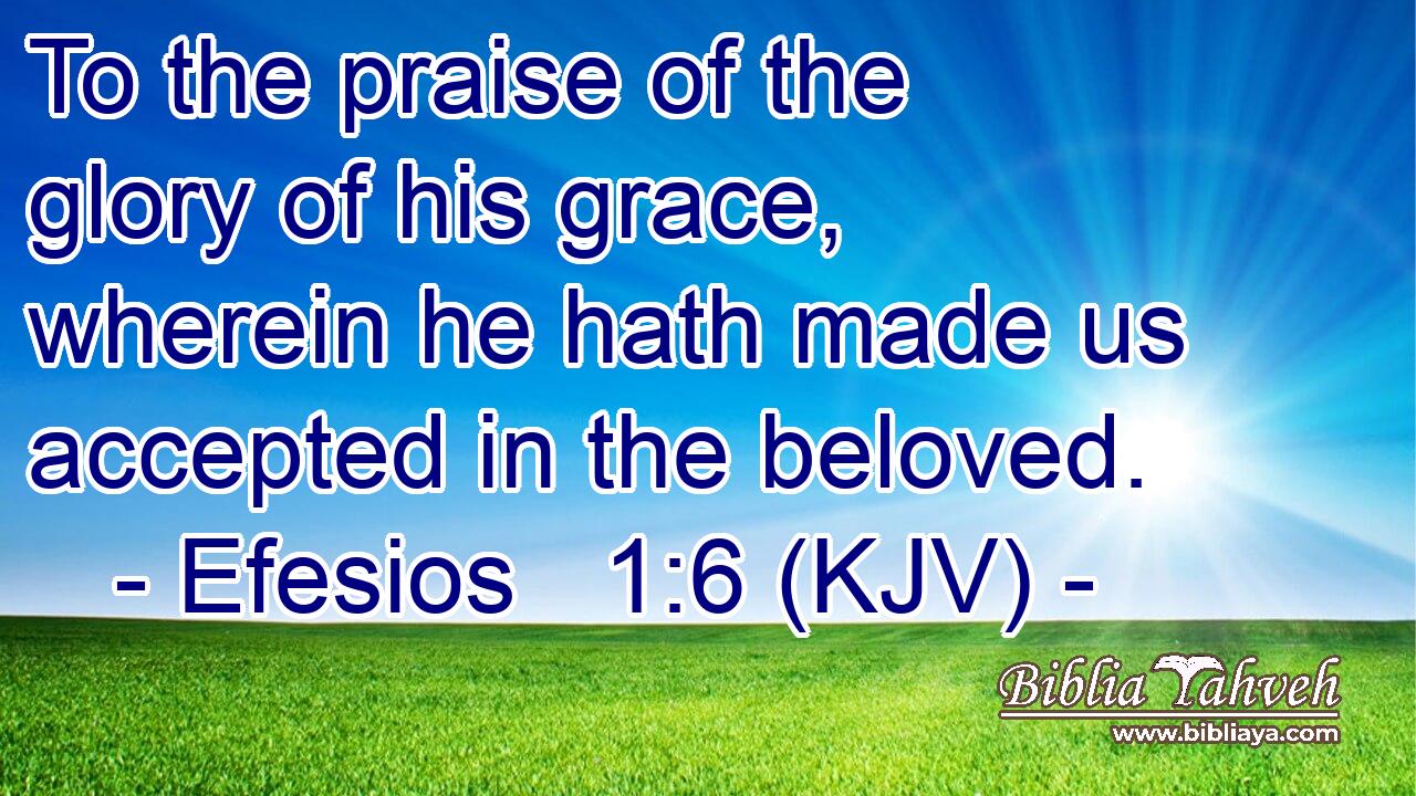 To the praise of the glory of his grace, wherein he hath made us accepted in the beloved.