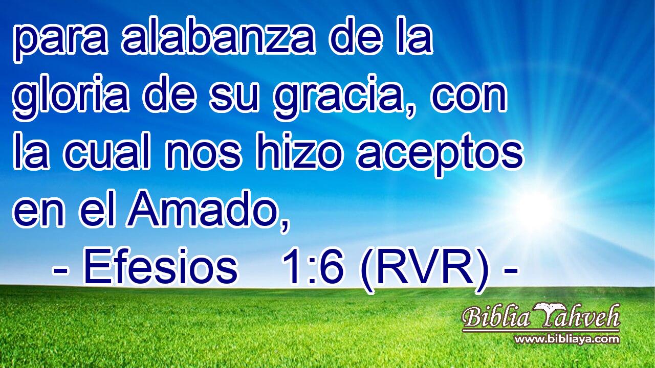 para alabanza de la gloria de su gracia, con la cual nos hizo aceptos en el Amado,