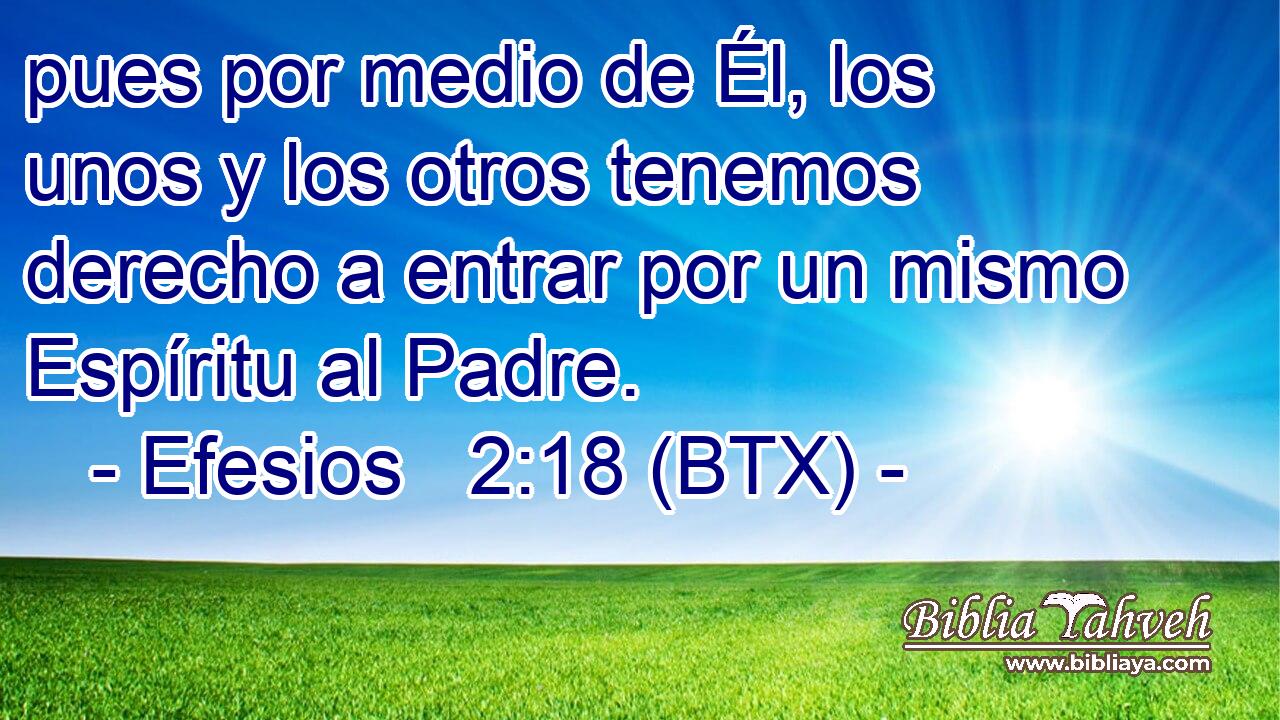 pues por medio de Él, los unos y los otros tenemos derecho a entrar por un mismo Espíritu al Padre.