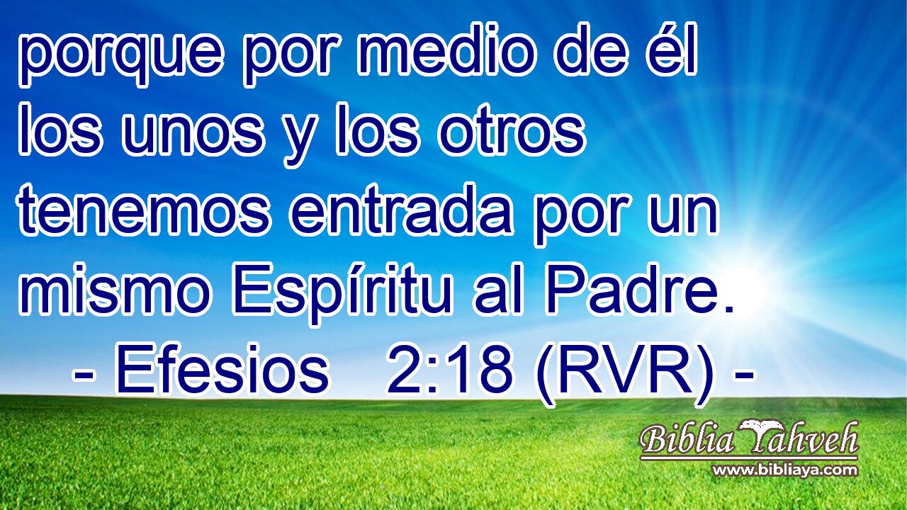 porque por medio de él los unos y los otros tenemos entrada por un mismo Espíritu al Padre.
