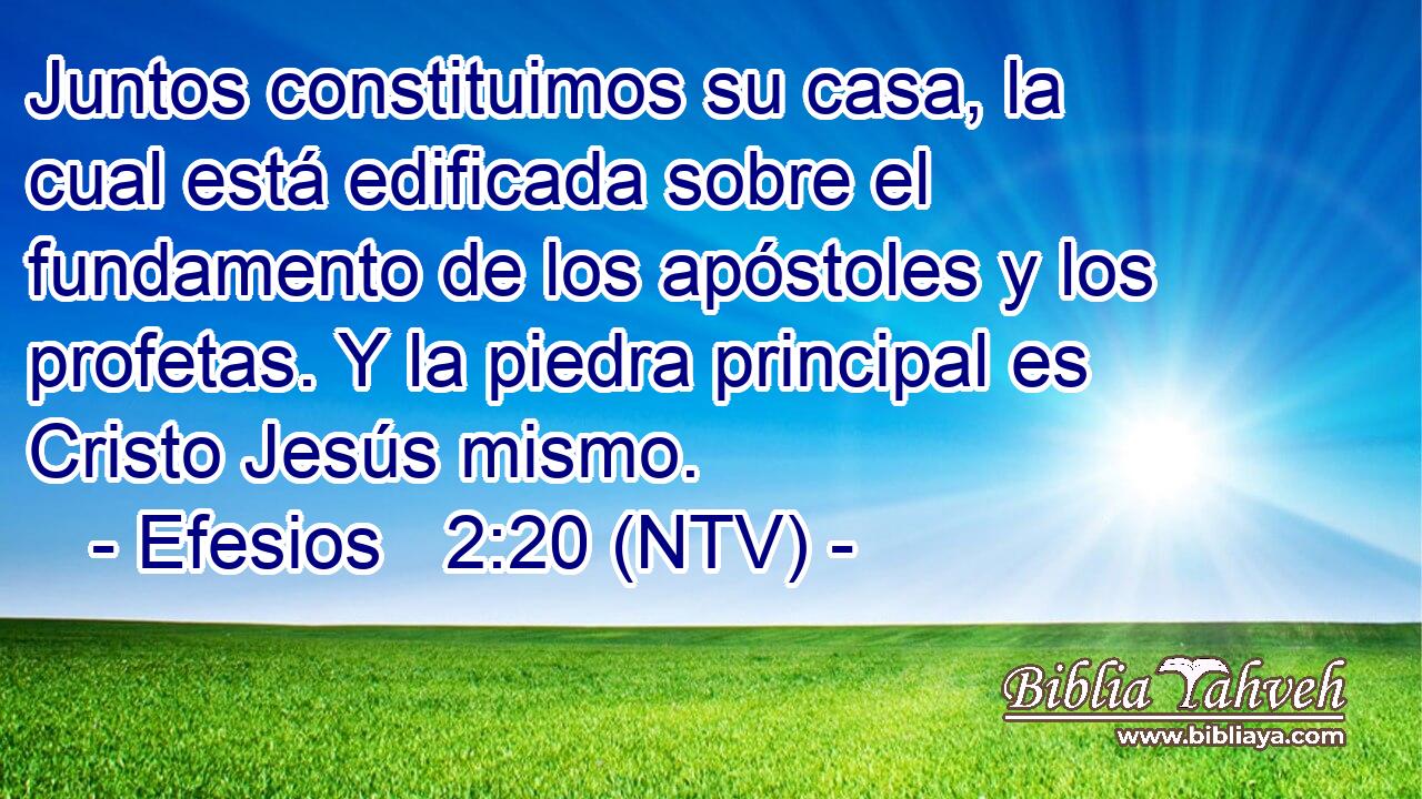 Juntos constituimos su casa, la cual está edificada sobre el fundamento de los apóstoles y los profetas. Y la piedra principal es Cristo Jesús mismo.