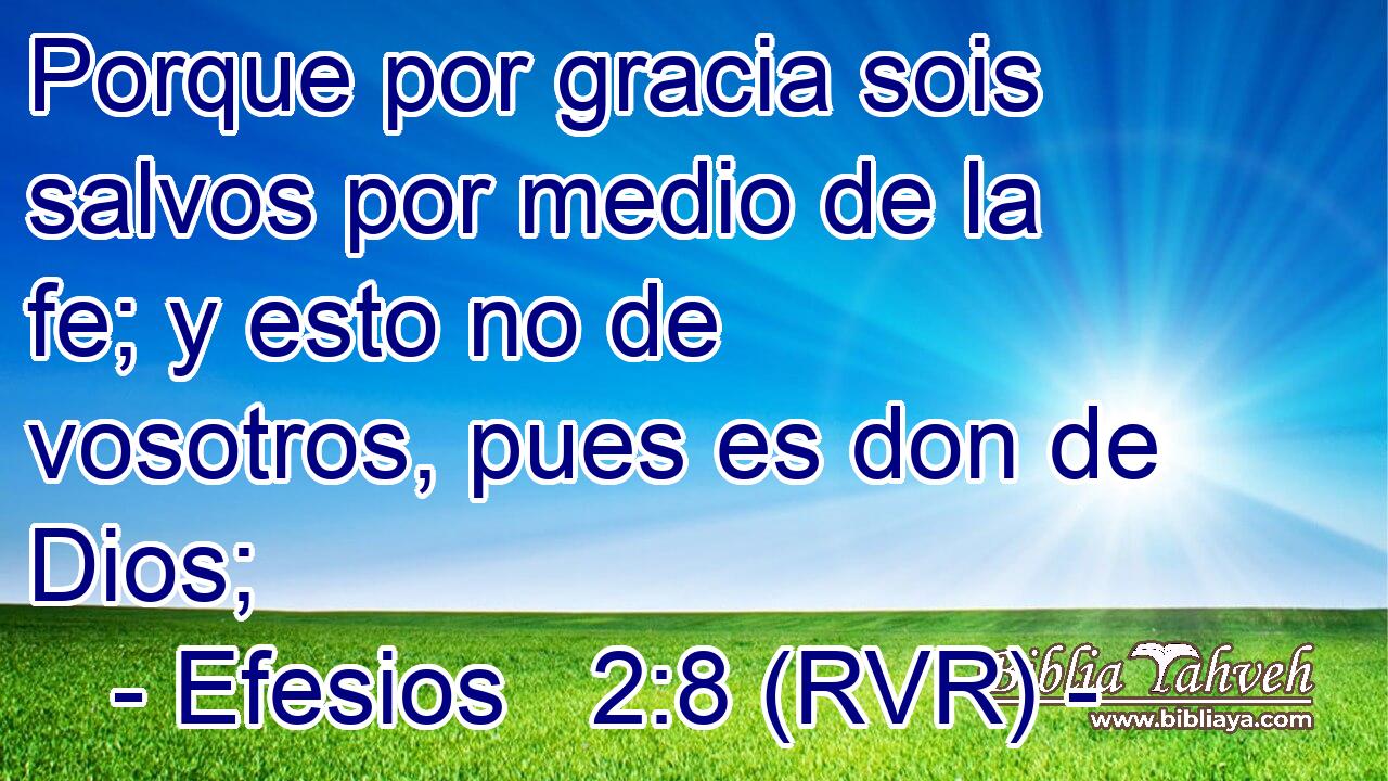 Porque por gracia sois salvos por medio de la fe; y esto no de vosotros, pues es don de Dios;