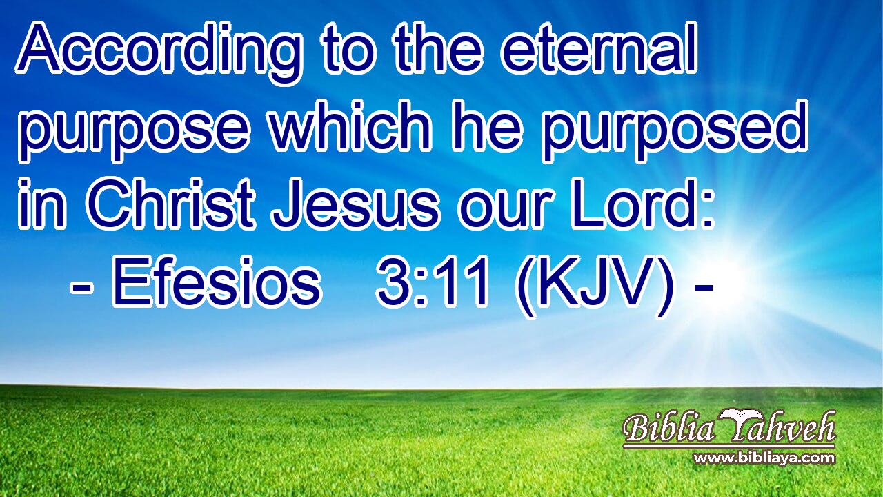 According to the eternal purpose which he purposed in Christ Jesus our Lord: