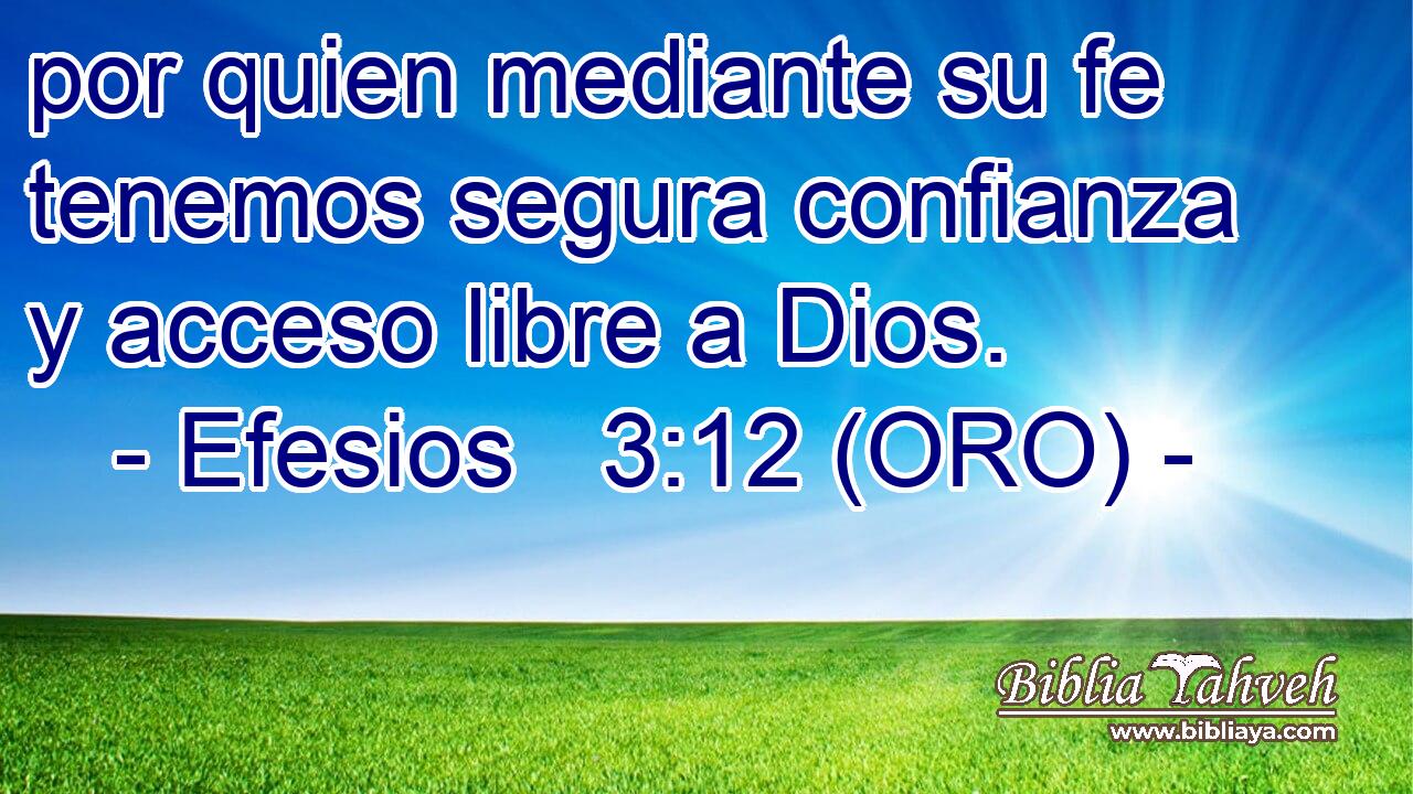  por quien mediante su fe tenemos segura confianza y acceso libre a Dios. 